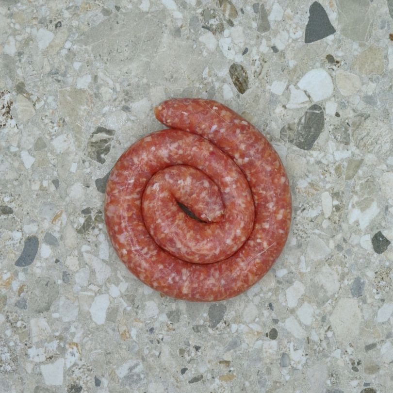 Chipolata. Dun worstje met een uitgesproken kruiding en smaak.